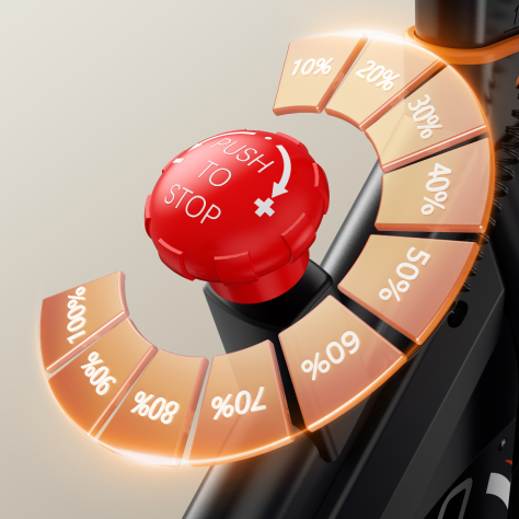 Close-up of the manual magnetic resistance dial on an exercise bike, allowing precise control from minimum to maximum intensity.