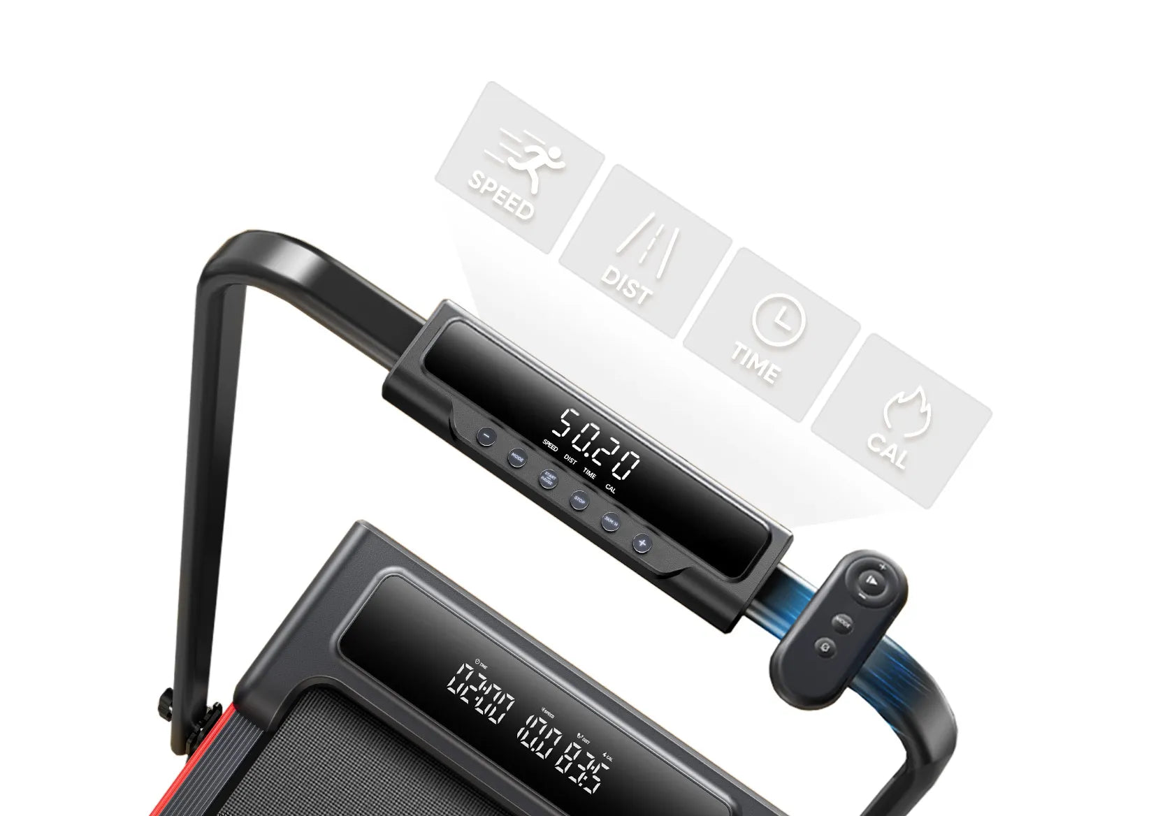 Manual incline treadmill with a person using it, showing 9% incline feature.
