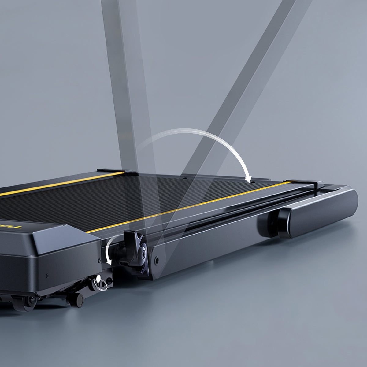 A person easily attaching the treadmill handrails without tools, showing a secure lock mechanism for instant stability.