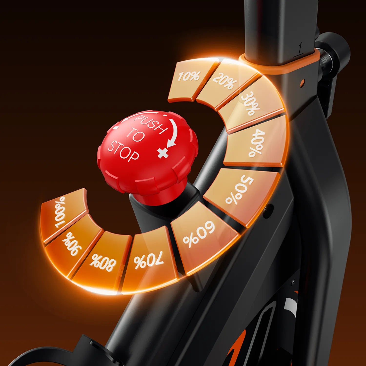 Control knob with percentage indicators on a dark background