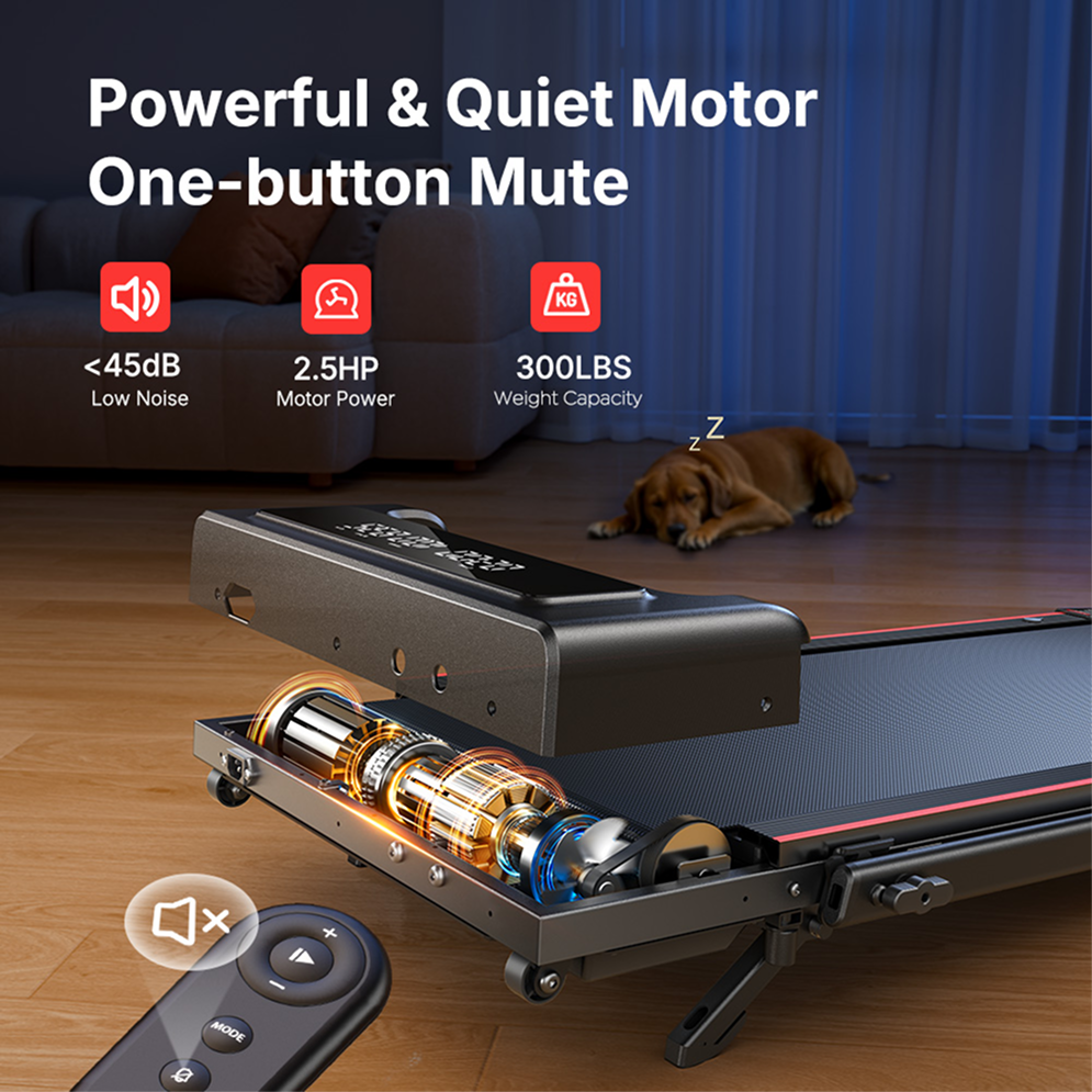 The 2.5HP motor in TP4 treadmill delivers strong performance while running quietly enough for a dog to sleep nearby.
