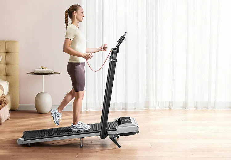 Woman Running on Toputure TP6 Treadmill for Home Cardio
