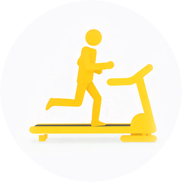  Animated GIF of a yellow figure running energetically on a treadmill, illustrating dynamic movement and workout energy.