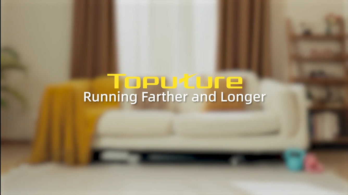 Blurred living room with furniture and 'Toputure' branding text overlay.