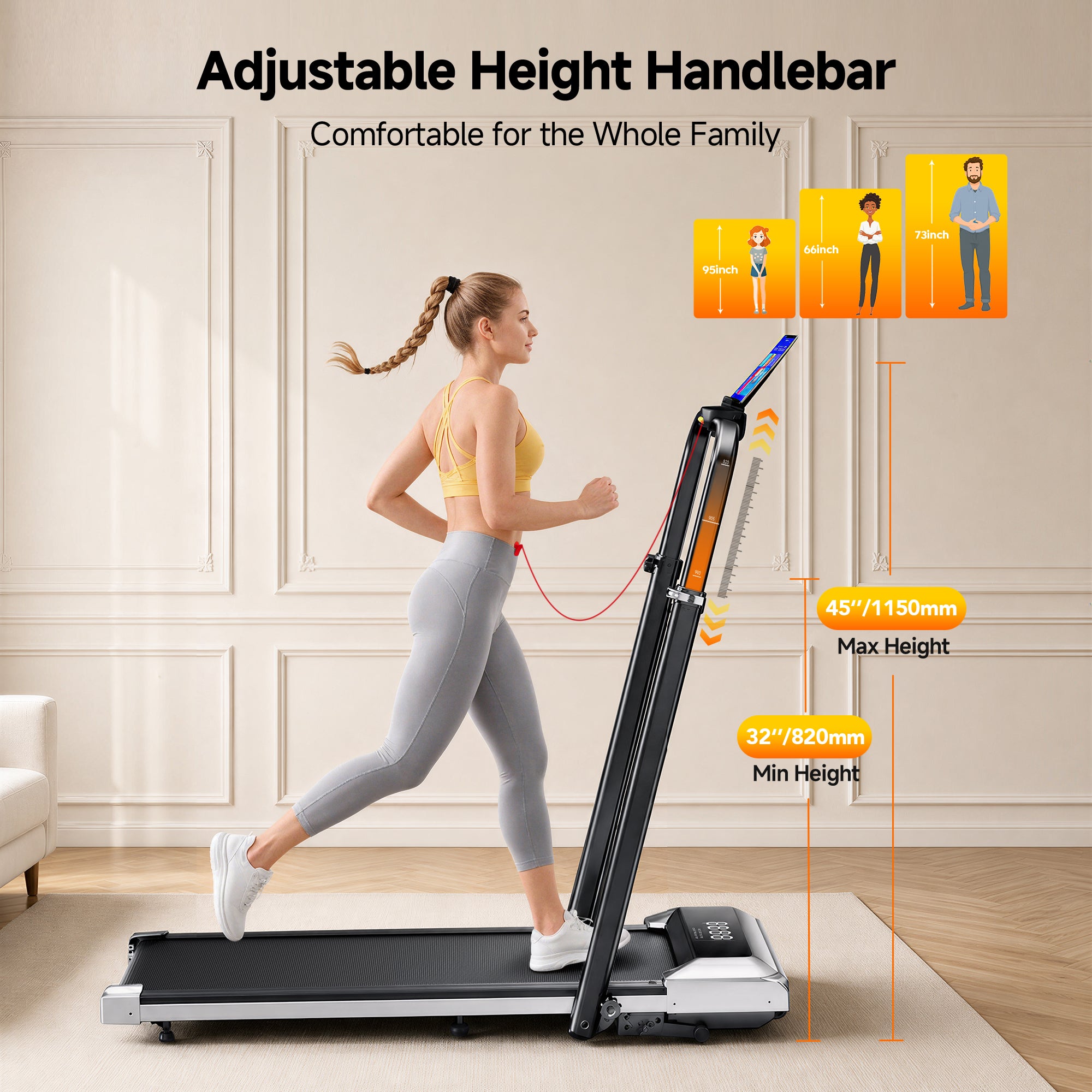 Toputure TP6 Home Treadmill with 12% Incline Adjustable Riser